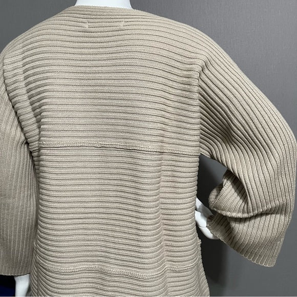 Modern Soul Tan Ribbed Cotton Lagenlook Blend Cardigan Sweater Sz-1X