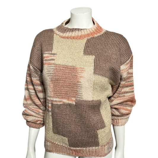 Cream | Peach | Taupe Geometric Sweater Sz-Medium/Large