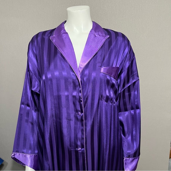 Suzanne Somers Violet Striped Satin Pajamas Sz-Large