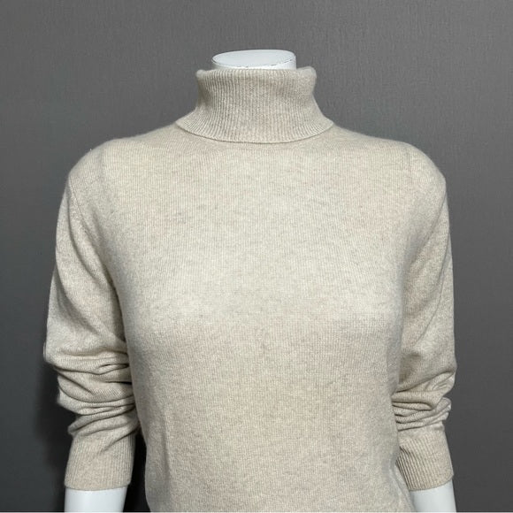 Croft & Barrow 100% Cashmere Oatmeal Heather Turtleneck Sz-Large