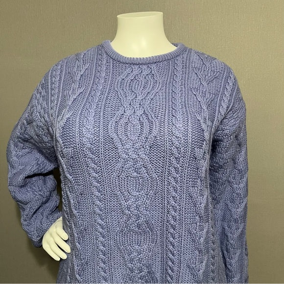 Aran Crafts Periwinkle | Pastel 100% Merino Wool Sweater Sz-XL