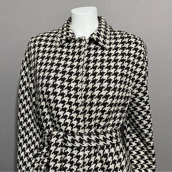 Anne Klein Houndstooth Brown Tailored Jacket Sz-8