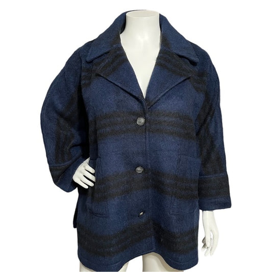 Marla Wynne Blue Black Oversized Shacket Sz-XL