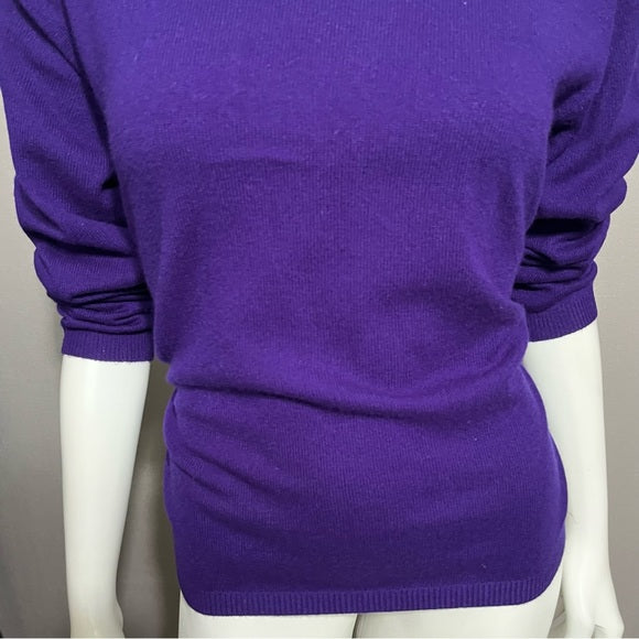 Vintage Luxurious Elements 100% Cashmere Purple Sweater Sz-Medium