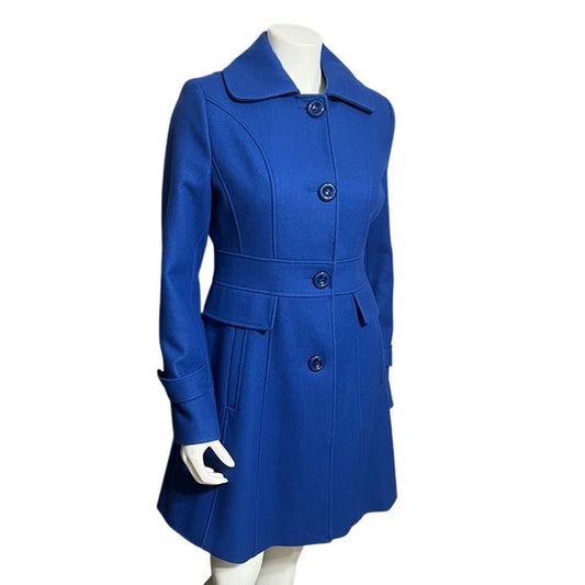 Kenneth Cole Cobalt Blue Wool Blend Coat Sz-6