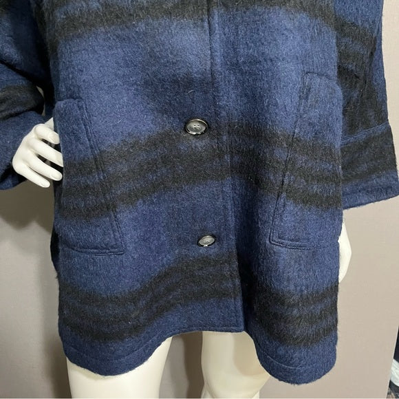 Marla Wynne Blue Black Oversized Shacket Sz-XL