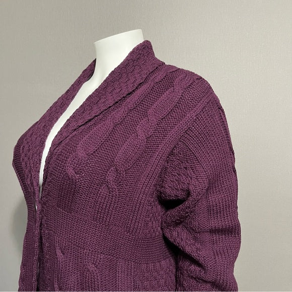 Aran crafts 100% Merino Wool Purple Longline Sweater Sz-XL