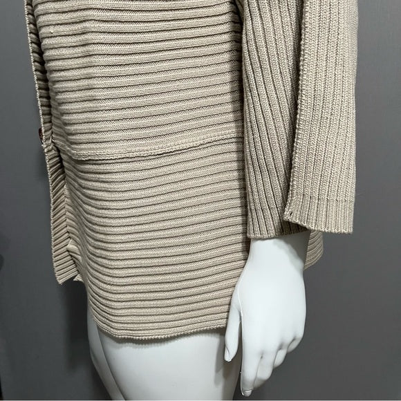 Modern Soul Tan Ribbed Cotton Lagenlook Blend Cardigan Sweater Sz-1X