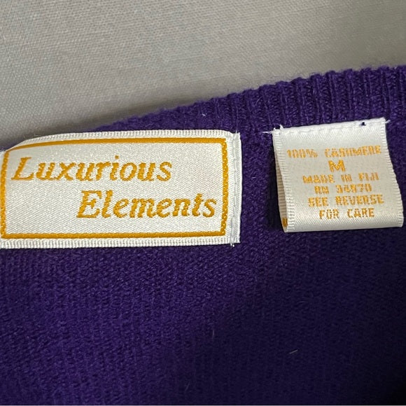 Vintage Luxurious Elements 100% Cashmere Purple Sweater Sz-Medium