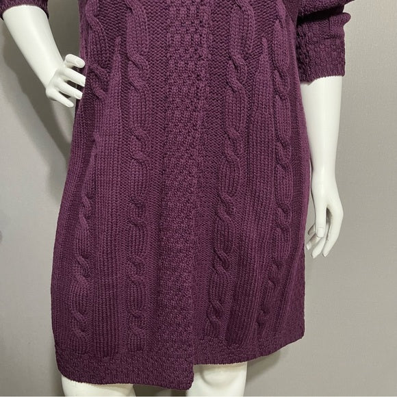 Aran crafts 100% Merino Wool Purple Longline Sweater Sz-XL