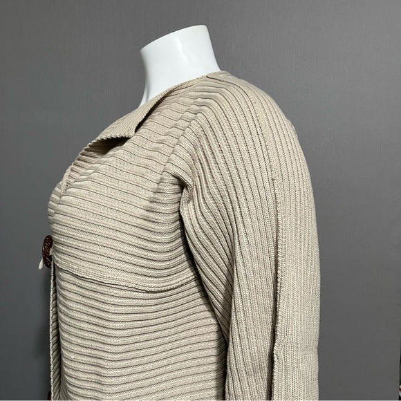 Modern Soul Tan Ribbed Cotton Lagenlook Blend Cardigan Sweater Sz-1X