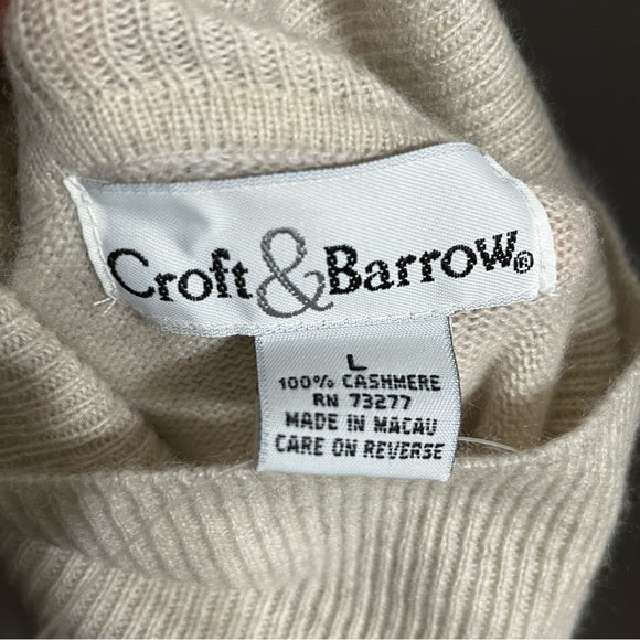 Croft & Barrow 100% Cashmere Oatmeal Heather Turtleneck Sz-Large