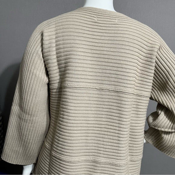 Modern Soul Tan Ribbed Cotton Lagenlook Blend Cardigan Sweater Sz-1X