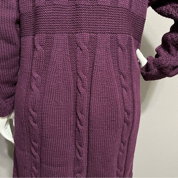 Aran crafts 100% Merino Wool Purple Longline Sweater Sz-XL