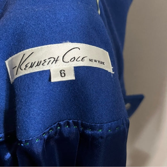 Kenneth Cole Cobalt Blue Wool Blend Coat Sz-6