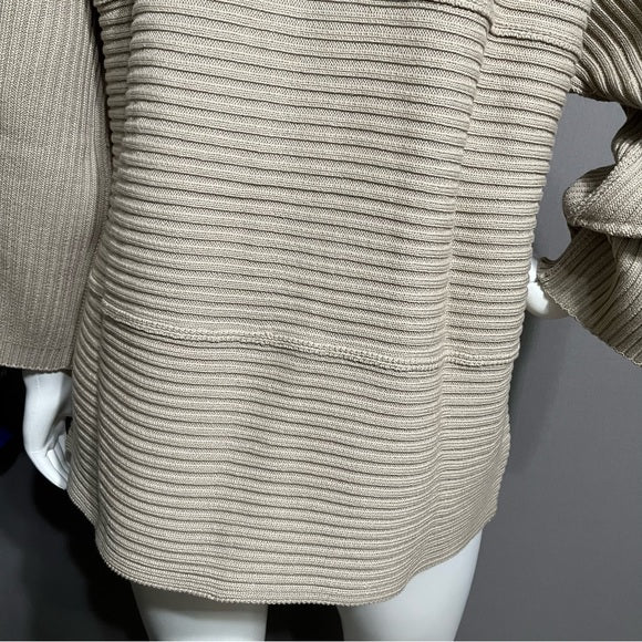 Modern Soul Tan Ribbed Cotton Lagenlook Blend Cardigan Sweater Sz-1X