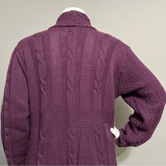 Aran crafts 100% Merino Wool Purple Longline Sweater Sz-XL