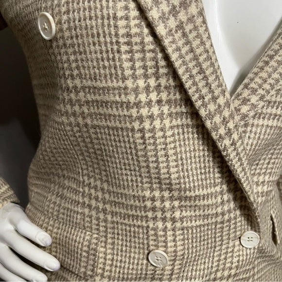 Austin Reed Wool Blend Tan Houndstooth Unisex Blazer Sz-XL