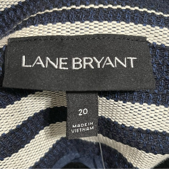 Lane Bryant Blue | Cream Striped Cotton Blazer Sz-20