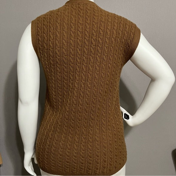 J.H. Collectibles 100% Wool Brown Cable Knit Sleeveless Vest Sz-1X