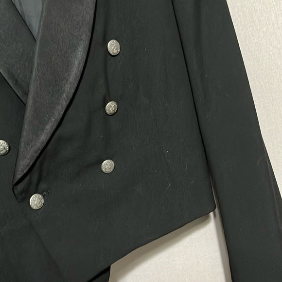 Vintage Black Tuxedo | Waiters Jacket Cropped Double Breasted Blazer Sz-XL