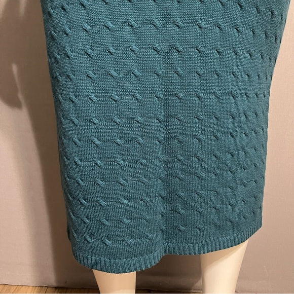 Lady Leighton Teal 100% Lambswool 2 Pc Skirt Set Sz-Medium/Large