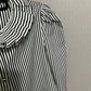 Vintage Blouseworks Black White Striped Pleated Collar Sz- Small/Medium