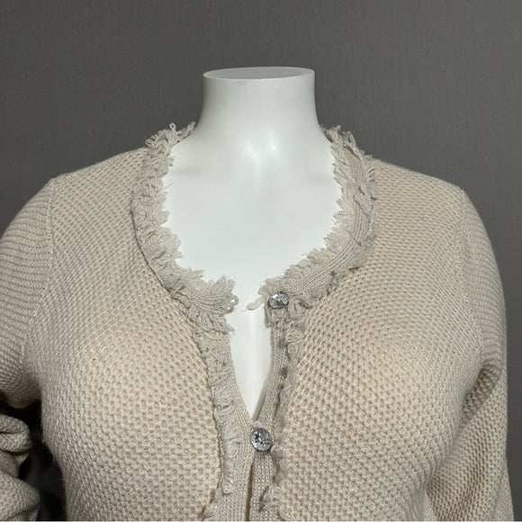 Roz & Ali Cream Textured Cardigan Sz-1X