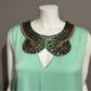 BCBG Mint Green Bronze Beaded Flowy Sleeveless Dress Sz-Large