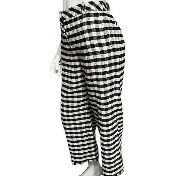 Brooks Brothers Gingham Black | White Cotton Blend Pants Sz-4