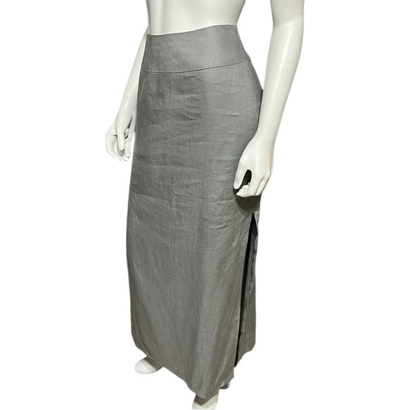 Anne Klein 100% Linen With Side Splits Maxi Skirt Sz-4