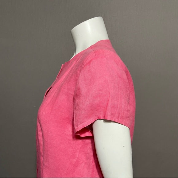 Talbots Irish Linen Pink 100% Linen Short Sleeve Shirt Sz-14