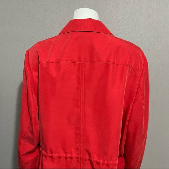 Chico’s Tomato Red Modal Lightweight Rain Safari Jacket Sz-1X