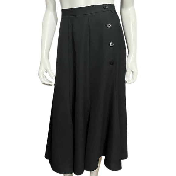 Vintage Cristique Black Fit N Flare Midi Skirt Sz-10