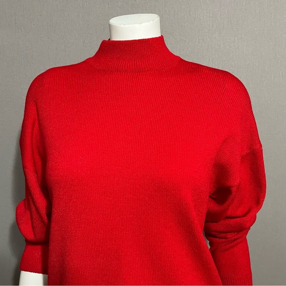 St. John Red Santana Knit Long Sleeve Sweater Sz-Medium