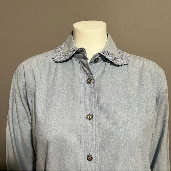 Vintage Ruff Hewn 100% Cotton Denim Shirt Sz-Medium