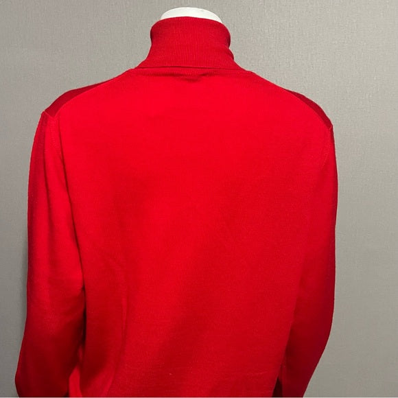 Country Shop Cherry Red 100% Pure Wool Turtleneck (Italy) Sweater Sz-Medium