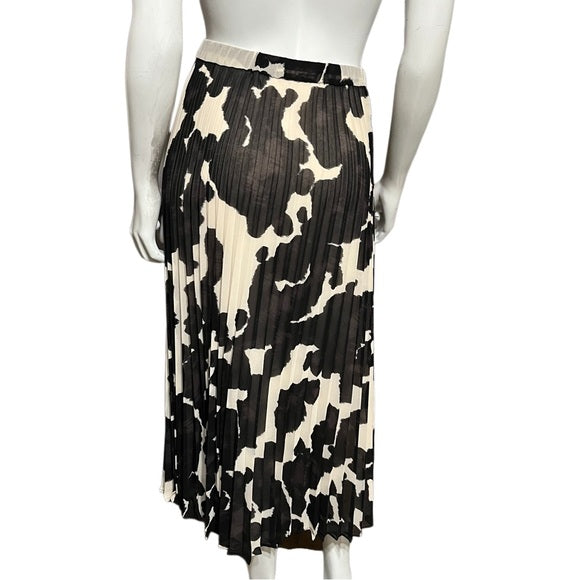 Sanctuary Brown & Cream Cow Print Pleated Skirt Sz-XL