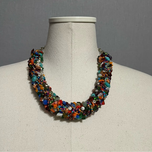 Chico’s Beaded Multicolored Artsy Necklace One Size