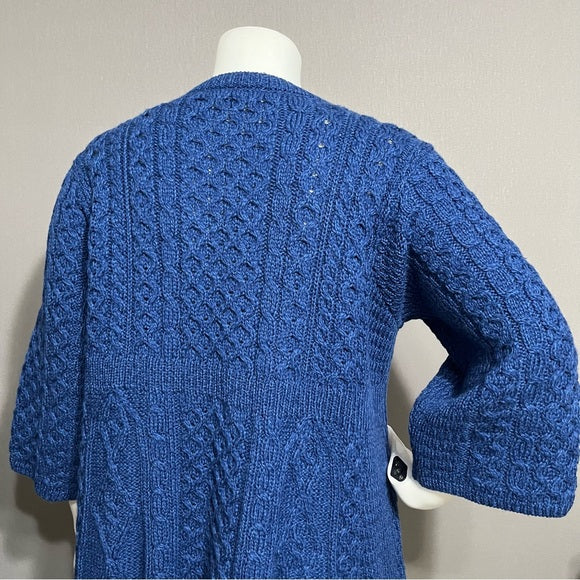 Kilronan Knitwear Ireland Merino Wool Blue Cable Knit Sweater Sz-XX