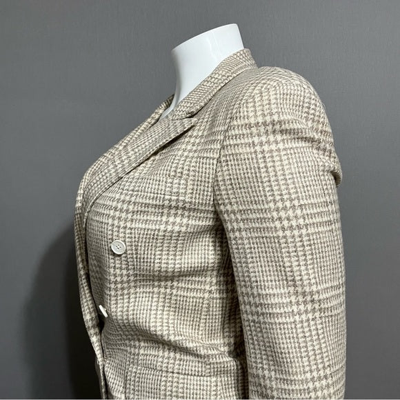 Austin Reed Wool Blend Tan Houndstooth Unisex Blazer Sz-XL