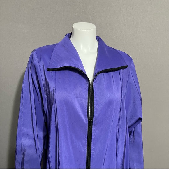 Maralyce Ferree Purple Nylon Zip Front Rain Jacket Sz-Large