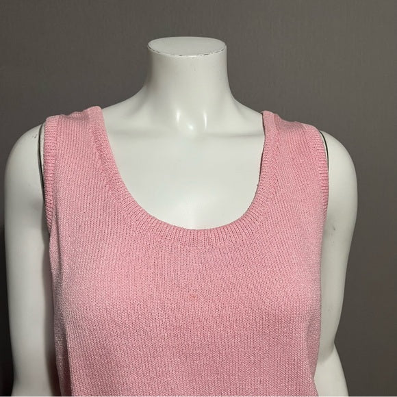 St. John Light Pink Santana Knit Shell Sleeves Top Sz-Medium