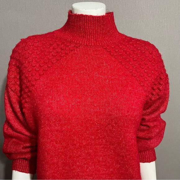 Nine West Tomato Red Popcorn Crew Neck Sweater Sz-Small