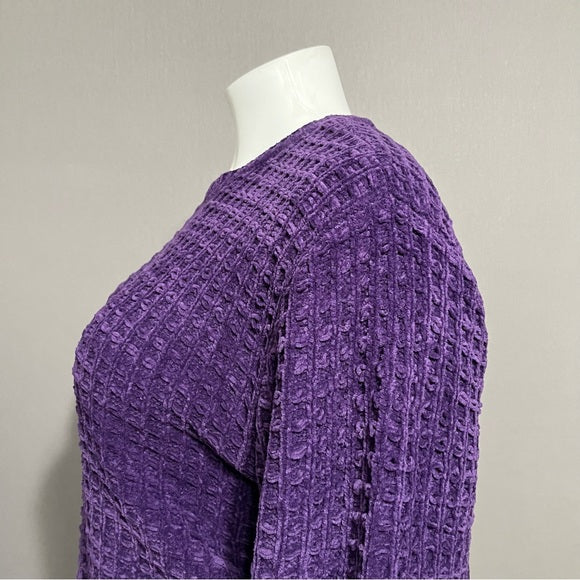 Denim & Co Purple Acrylic Textured Pullover Sweater Sz-2X