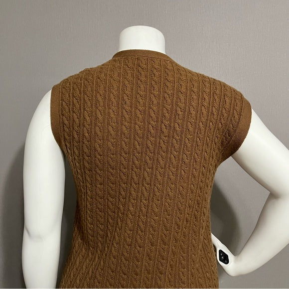 J.H. Collectibles 100% Wool Brown Cable Knit Sleeveless Vest Sz-1X