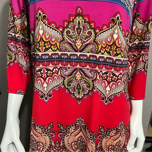 Laundry by Shelli Segal Multicolored Paisley Knit Tunic Dress Sz-14