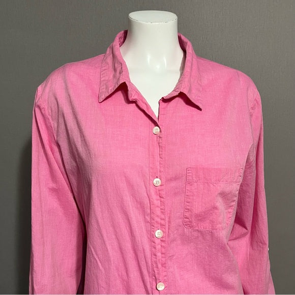 Gilligan & O’Malley Pink 100% Cotton Sleepwear Long Button Front Shirt Sz-XL