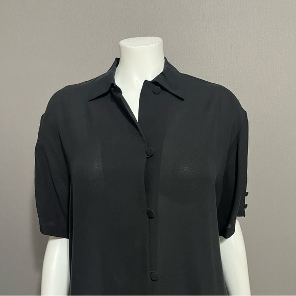 Vintage Barry Bricken 100% Silk Short Sleeve Blouse Sz-Medium