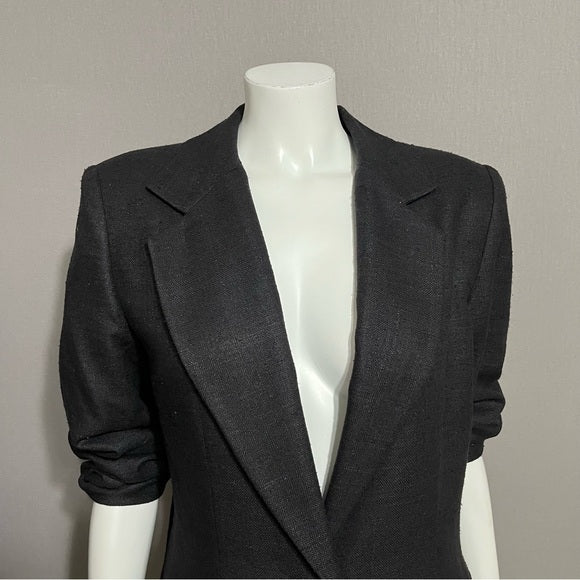 Vintage Hillary Charles 100% Silk Black One Button Blazer Sz-12